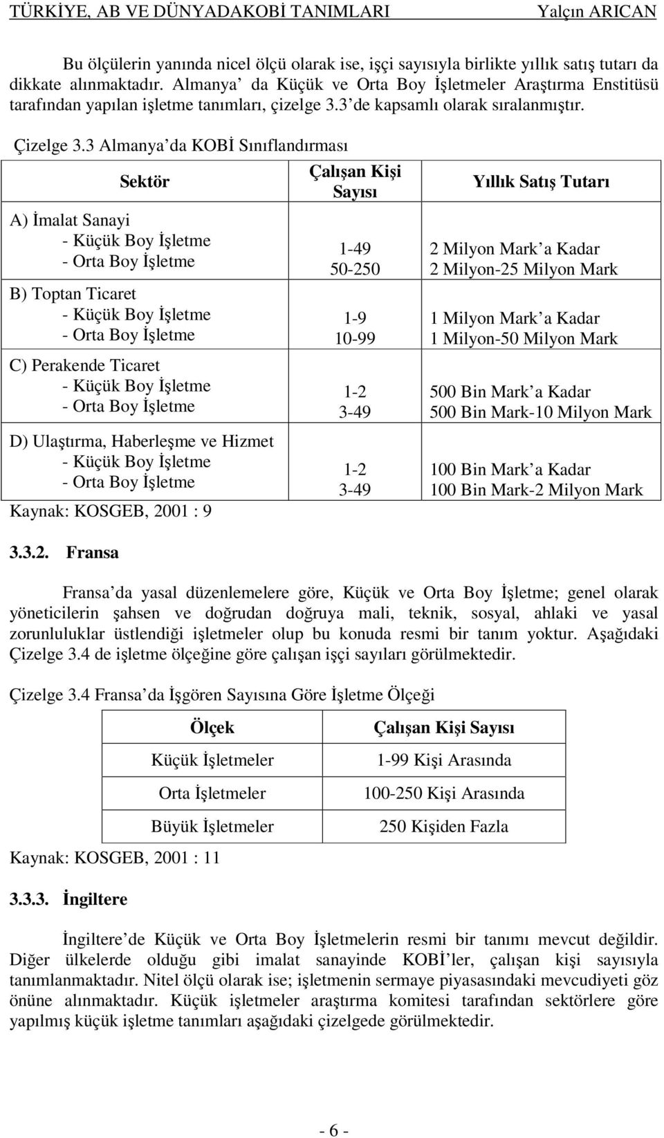 3 Almanya da KOBİ Sınıflandırması Sektör A) İmalat Sanayi - Küçük Boy İşletme - Orta Boy İşletme B) Toptan Ticaret - Küçük Boy İşletme - Orta Boy İşletme C) Perakende Ticaret - Küçük Boy İşletme -