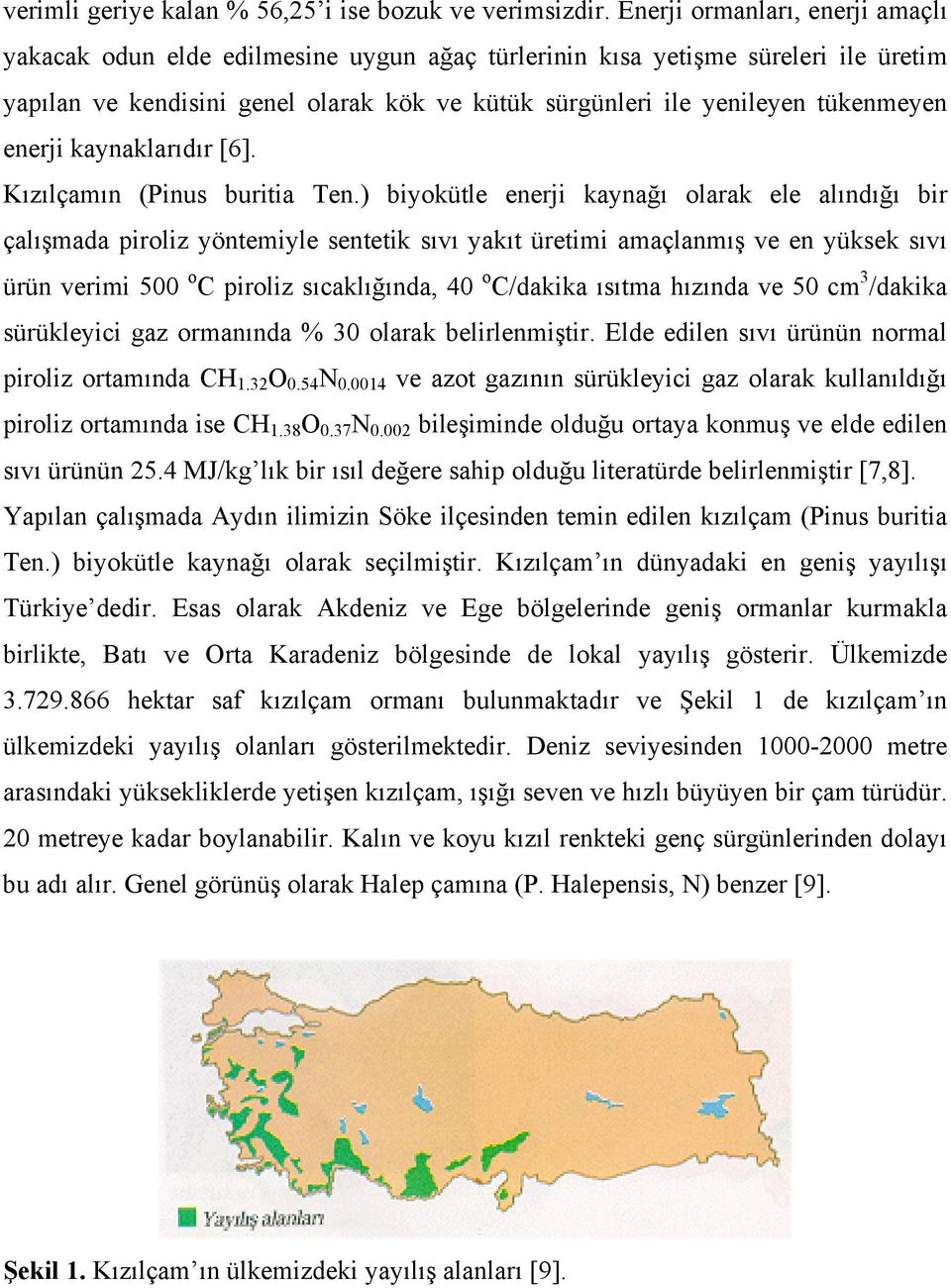 enerji kaynaklarıdır [6]. Kızılçamın (Pinus buritia Ten.