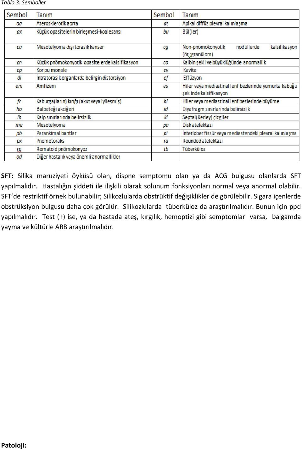 SFT de restriktif örnek bulunabilir; Silikozlularda obstrüktif değişiklikler de görülebilir.