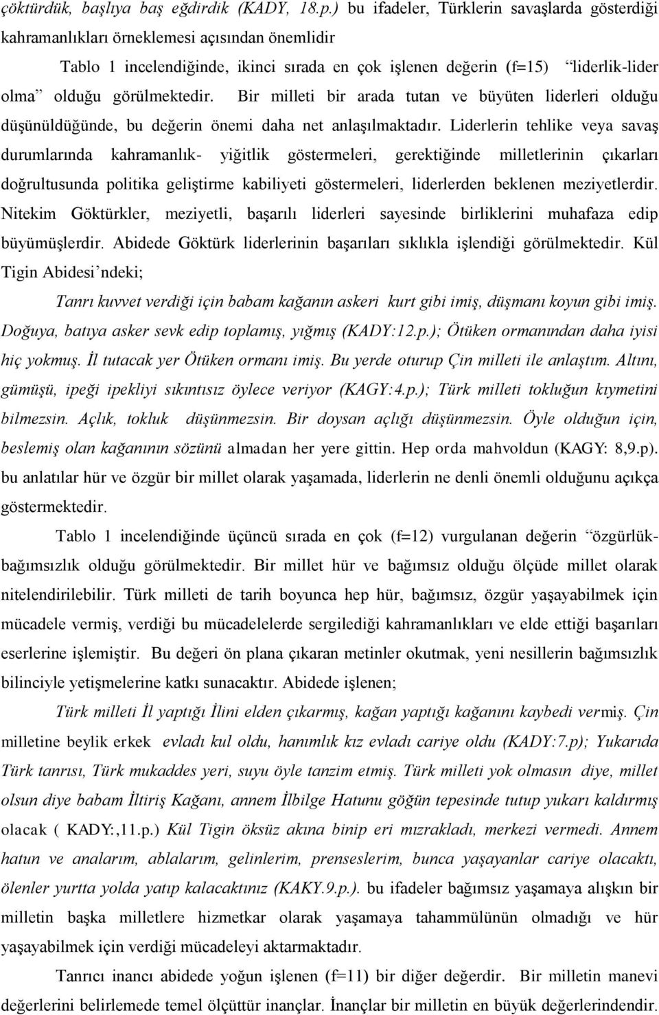 görülmektedir. Bir milleti bir arada tutan ve büyüten liderleri olduğu düşünüldüğünde, bu değerin önemi daha net anlaşılmaktadır.