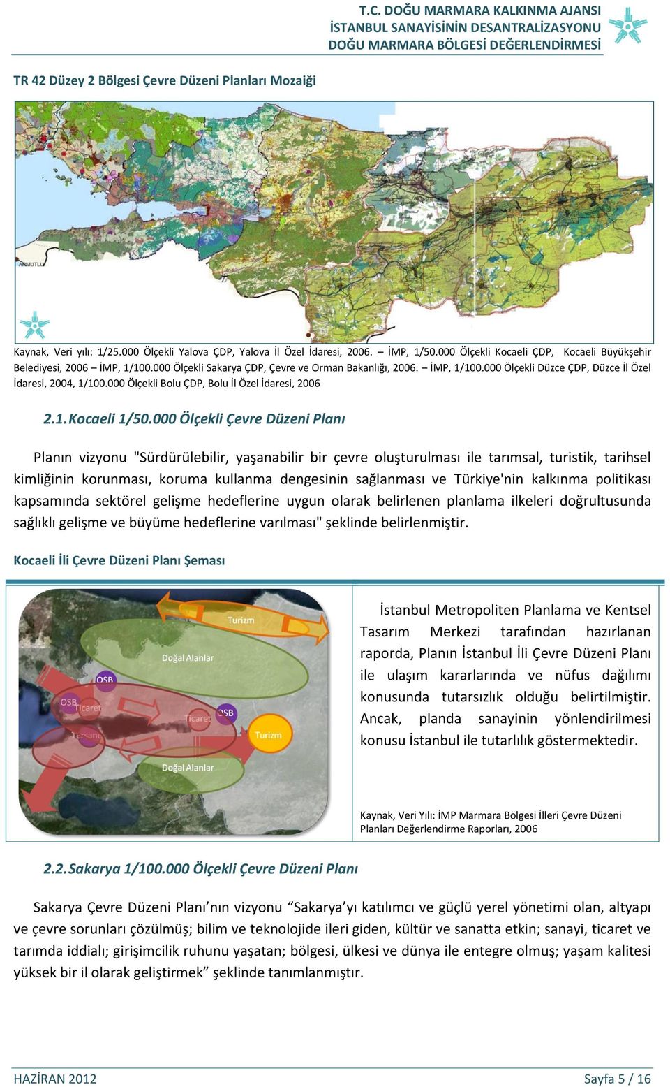 000 Ölçekli Bolu ÇDP, Bolu İl Özel İdaresi, 2006 2.1. Kocaeli 1/50.