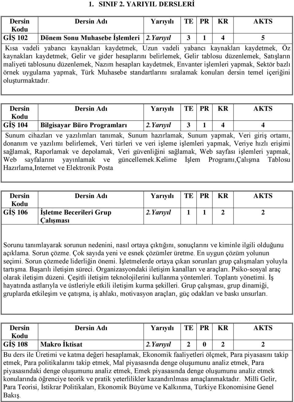 Satışların maliyeti tablosunu düzenlemek, Nazım hesapları kaydetmek, Envanter işlemleri yapmak, Sektör bazlı örnek uygulama yapmak, Türk Muhasebe standartlarını sıralamak konuları dersin temel