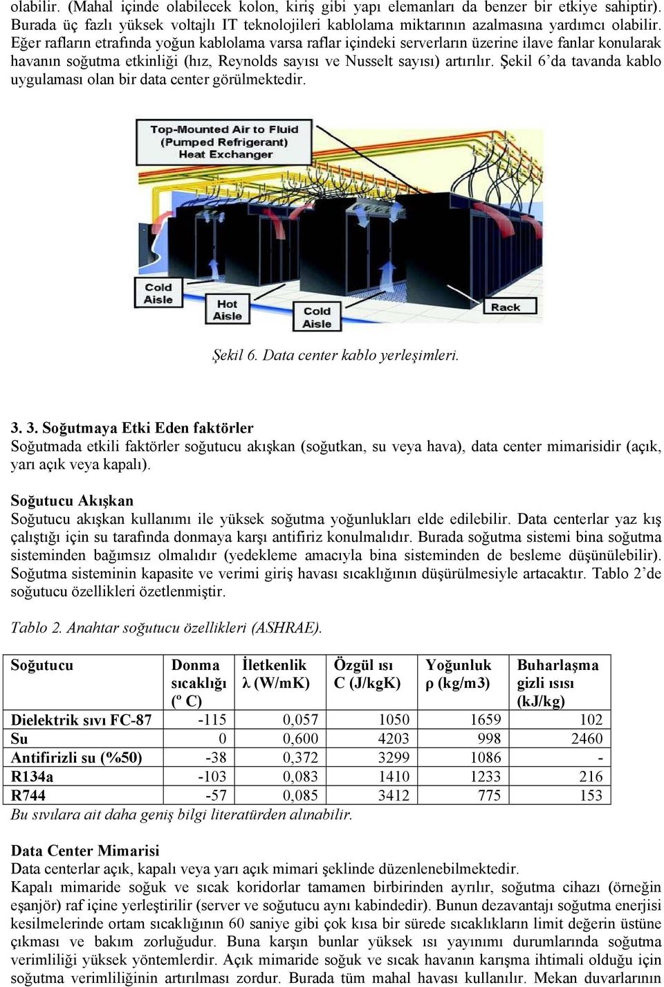 Şekil 6 da tavanda kablo uygulaması olan bir data center görülmektedir. Şekil 6. Data center kablo yerleşimleri. 3.