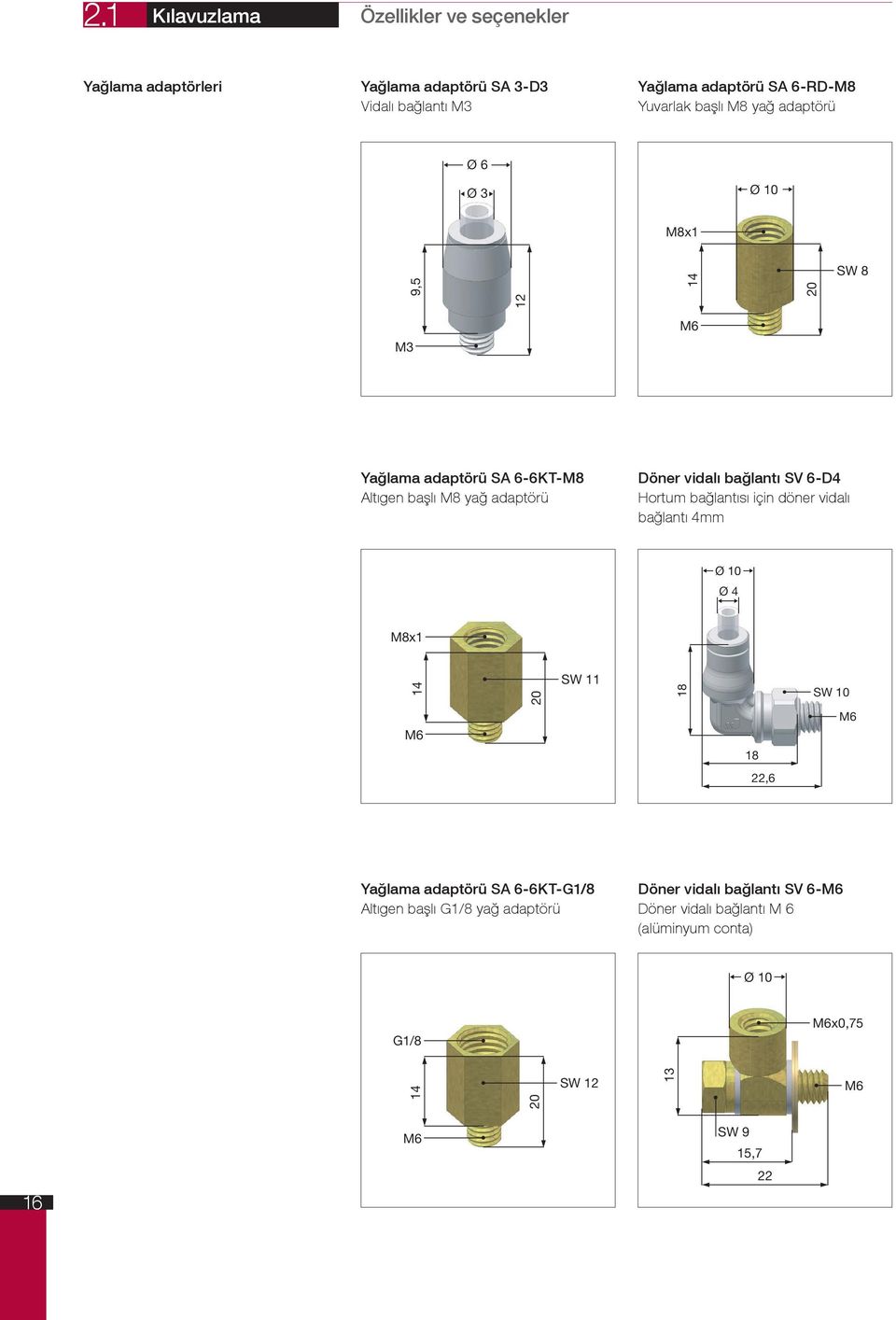 14 20 SW 8 12 M6 M3 Yağlama adaptörü SA 66KTM8 Altıgen başlı M8 yağ adaptörü Döner vidalı bağlantı SV 6D4 Hortum bağlantısı için döner vidalı