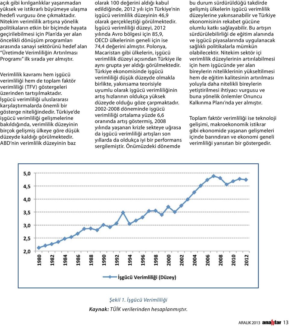 Verimliliğin Artırılması Programı ilk sırada yer almıştır. Verimlilik kavramı hem işgücü verimliliği hem de toplam faktör verimliliği (TFV) göstergeleri üzerinden tartışılmaktadır.