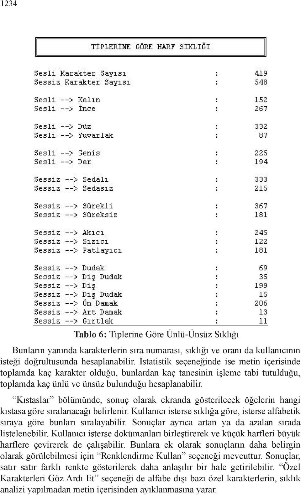 Kıstaslar bölümünde, sonuç olarak ekranda gösterilecek öğelerin hangi kıstasa göre sıralanacağı belirlenir. Kullanıcı isterse sıklığa göre, isterse alfabetik sıraya göre bunları sıralayabilir.