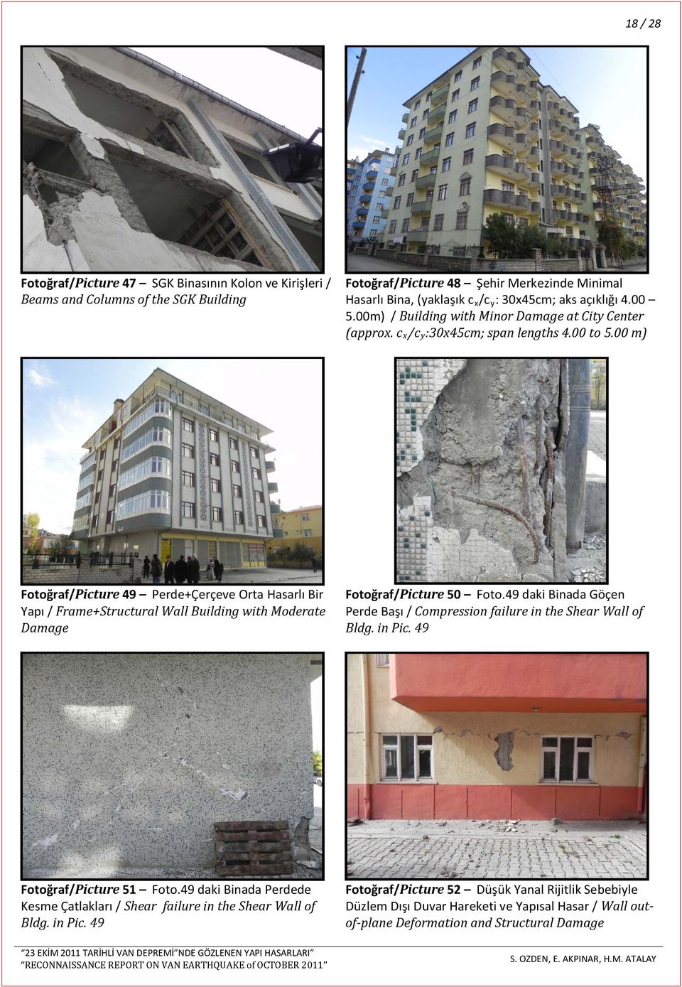 00 m) Fotoğraf/Picture 49 Perde+Çerçeve Orta Hasarlı Bir Yapı / Frame+Structural Wall Building with Moderate Damage Fotoğraf/Picture 50 Foto.
