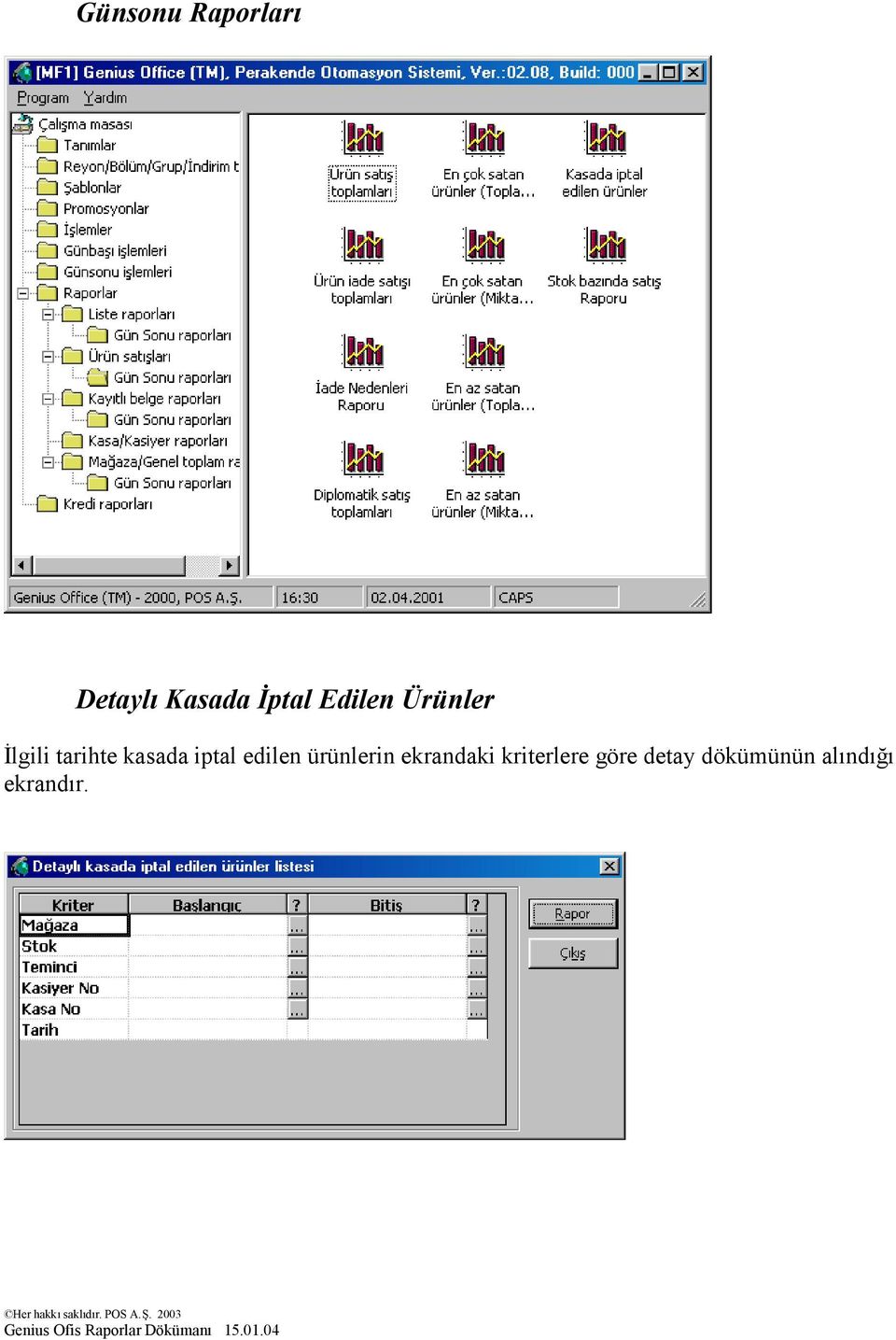 iptal edilen ü rü nlerin ekrandaki