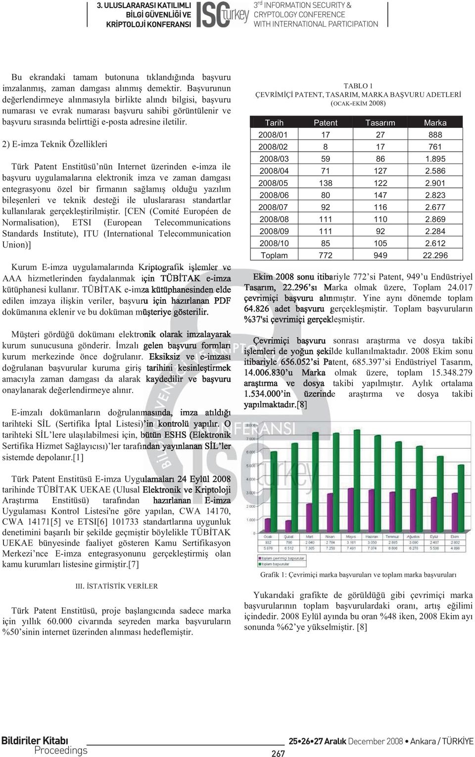 2) E-imza Teknik Özellikleri Türk Patent Enstitüsü nün Internet üzerinden e-imza ile ba vuru uygulamalar na elektronik imza ve zaman damgas entegrasyonu özel bir firman n sa lam oldu u yaz l m bile