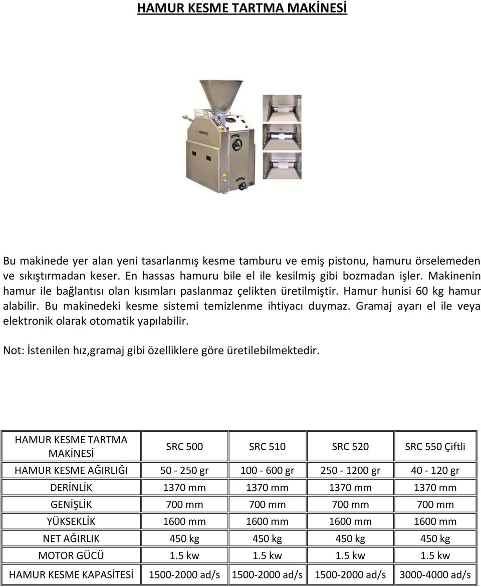 Gramaj ayarı el ile veya elektronik olarak otomatik yapılabilir. Not: İstenilen hız,gramaj gibi özelliklere göre üretilebilmektedir.