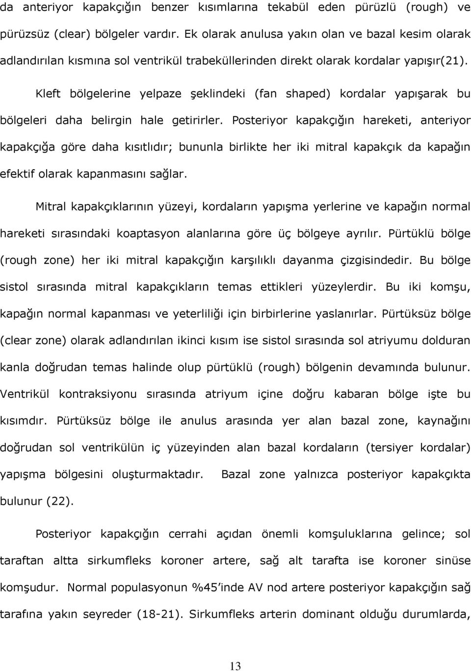 Kleft bölgelerine yelpaze şeklindeki (fan shaped) kordalar yapışarak bu bölgeleri daha belirgin hale getirirler.