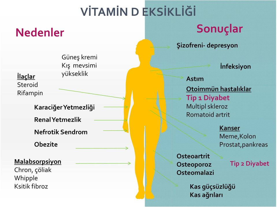 Şizofreni depresyon İnfeksiyon Astım Otoimmün hastalıklar Tip 1 Diyabet Multipl skleroz Romatoid artrit