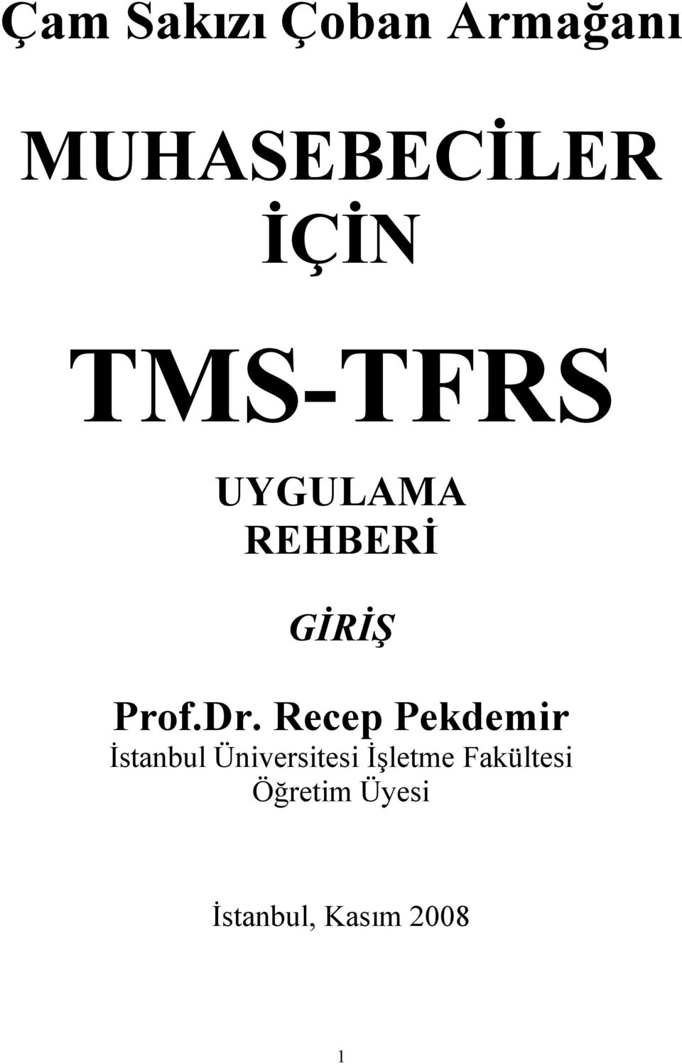 Recep Pekdemir İstanbul Üniversitesi İşletme