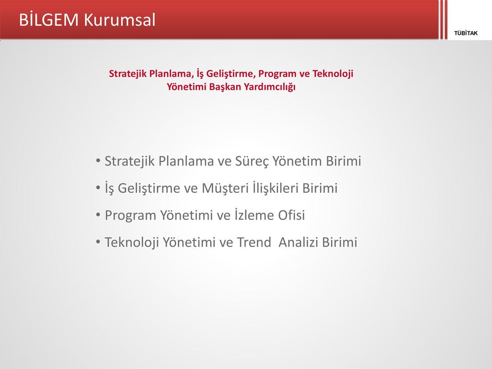 Süreç Yönetim Birimi İş Geliştirme ve Müşteri İlişkileri Birimi