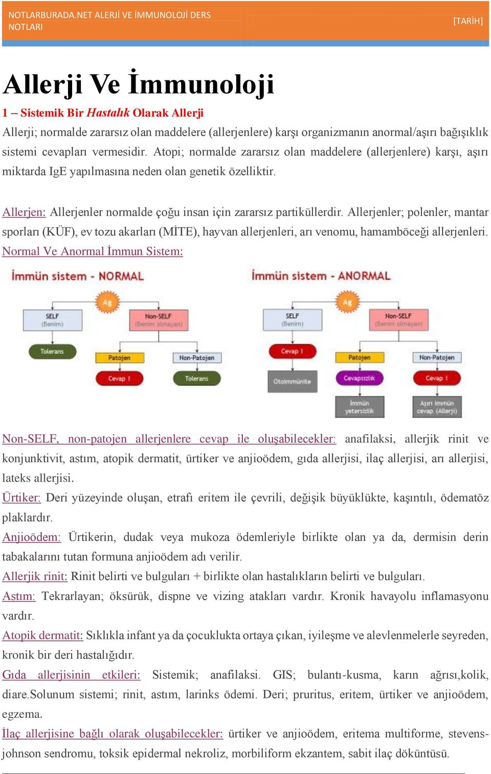 Allerjenler; polenler, mantar sporları (KÜF), ev tozu akarları (MİTE), hayvan allerjenleri, arı venomu, hamamböceği allerjenleri.