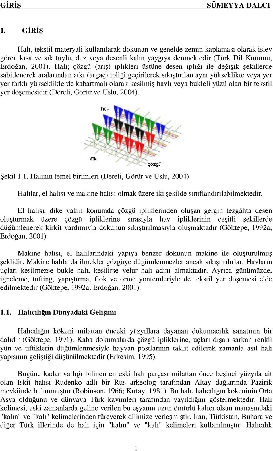 Halı; çözgü (arış) iplikleri üstüne desen ipliği ile değişik şekillerde sabitlenerek aralarından atkı (argaç) ipliği geçirilerek sıkıştırılan aynı yükseklikte veya yer yer farklı yüksekliklerde