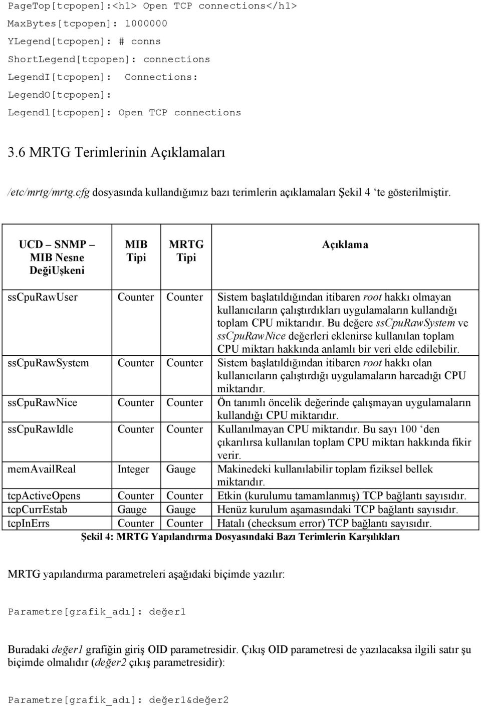 UCD SNMP MIB Nesne DeğiUşkeni MIB Tipi MRTG Tipi Açıklama sscpurawuser Counter Counter Sistem başlatıldığından itibaren root hakkı olmayan kullanıcıların çalıştırdıkları uygulamaların kullandığı