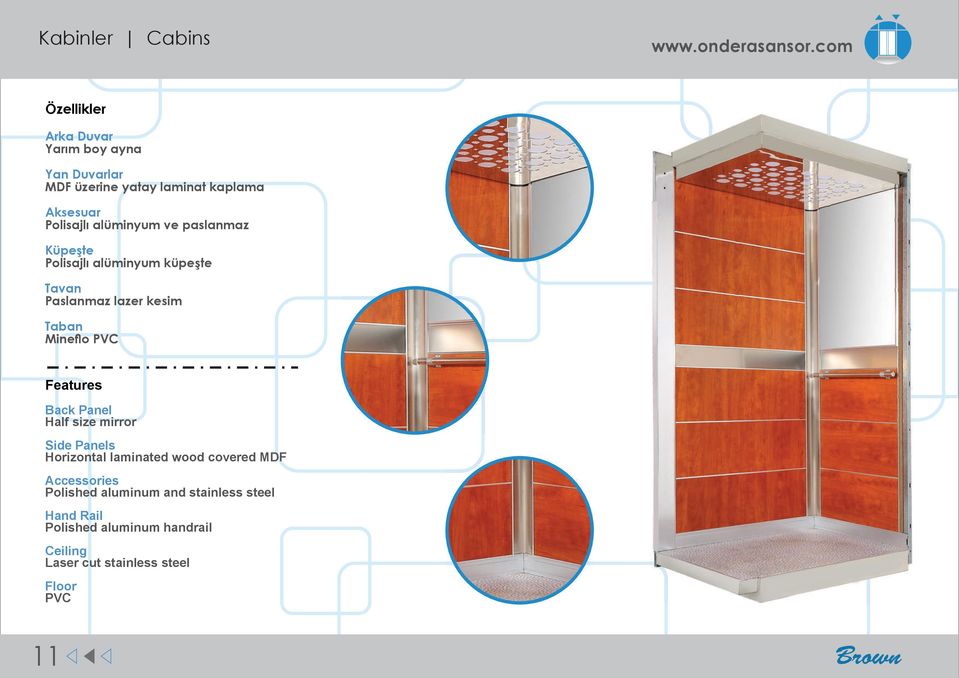 ve paslanmaz Küpeşte Polisajlı alüminyum küpeşte Tavan Paslanmaz lazer kesim Taban Mineflo PVC Features Back Panel