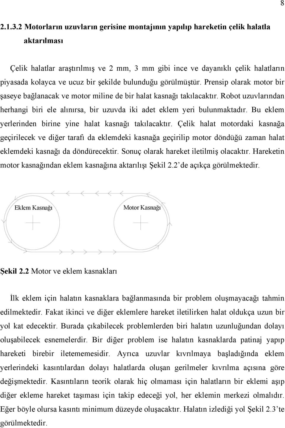 şekilde bulunduğu görülmüştür. Prensip olarak motor bir şaseye bağlanacak ve motor miline de bir halat kasnağı takılacaktır.