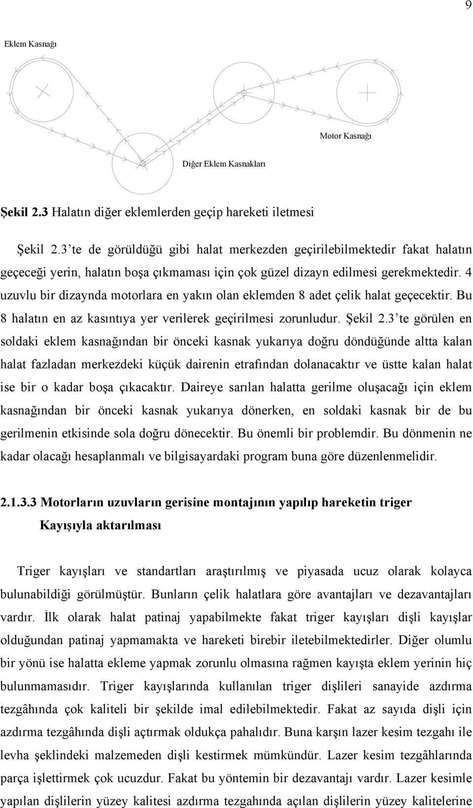 4 uzuvlu bir dizaynda motorlara en yakın olan eklemden 8 adet çelik halat geçecektir. Bu 8 halatın en az kasıntıya yer verilerek geçirilmesi zorunludur. Şekil 2.