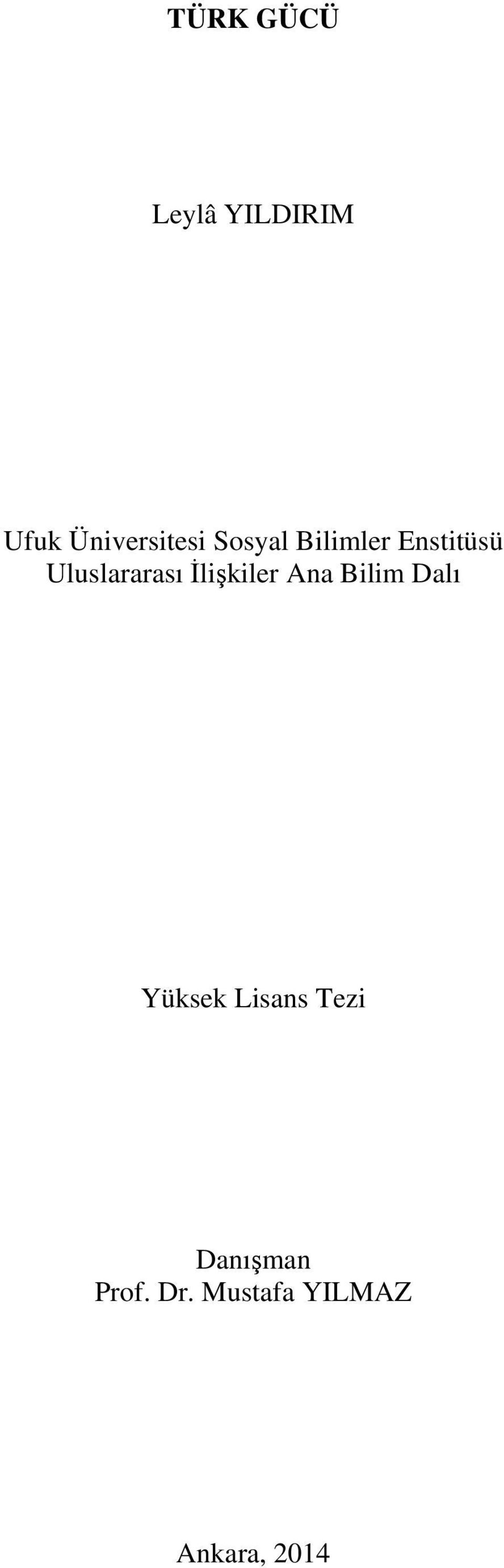 İlişkiler Ana Bilim Dalı Yüksek Lisans