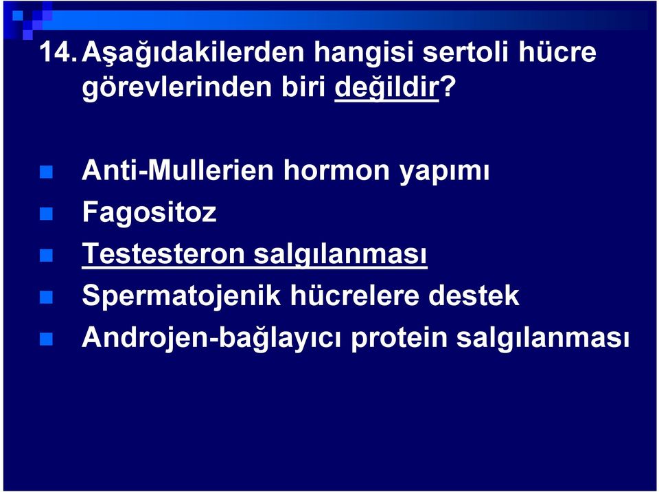 Anti-Mullerien hormon yapımı Fagositoz Testesteron
