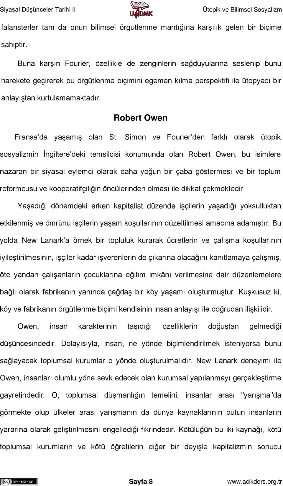 Robert Owen Fransa da yaşamış olan St.