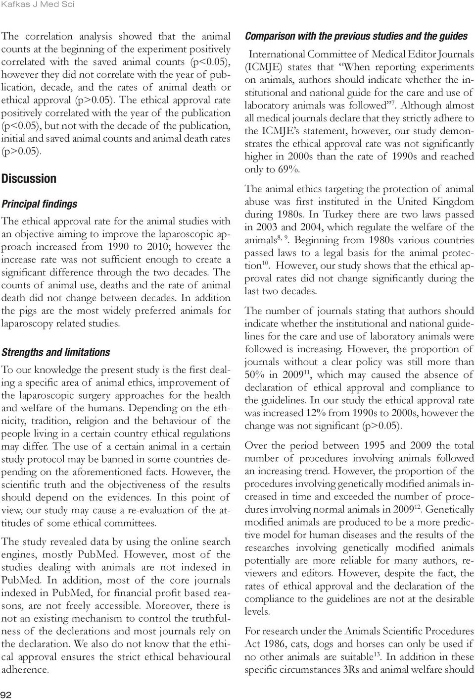 05), but not with the decade of the publication, initial and saved animal counts and animal death rates (p>0.05). Discussion Principal findings The ethical approval rate for the animal studies with