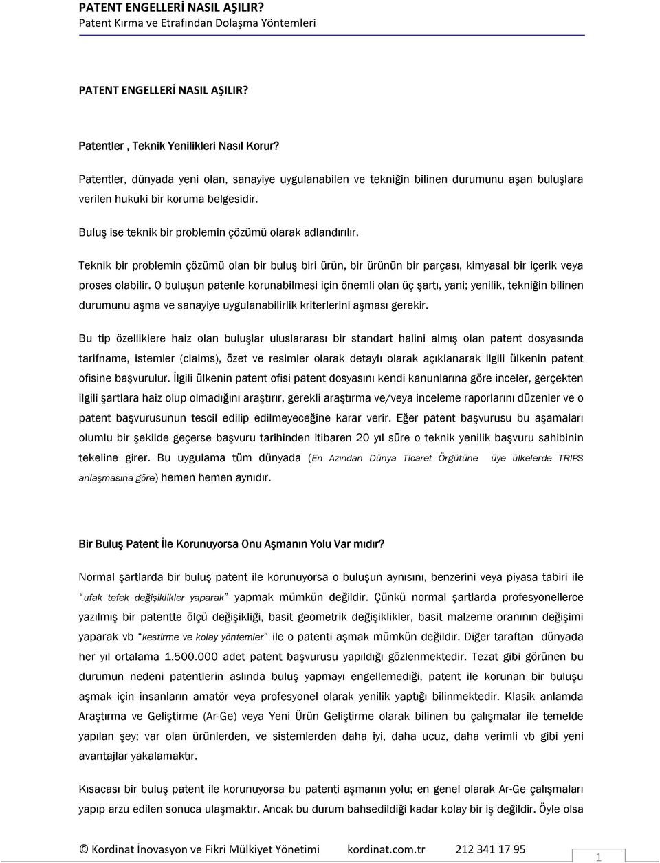 Teknik bir problemin çözümü olan bir buluş biri ürün, bir ürünün bir parçası, kimyasal bir içerik veya proses olabilir.