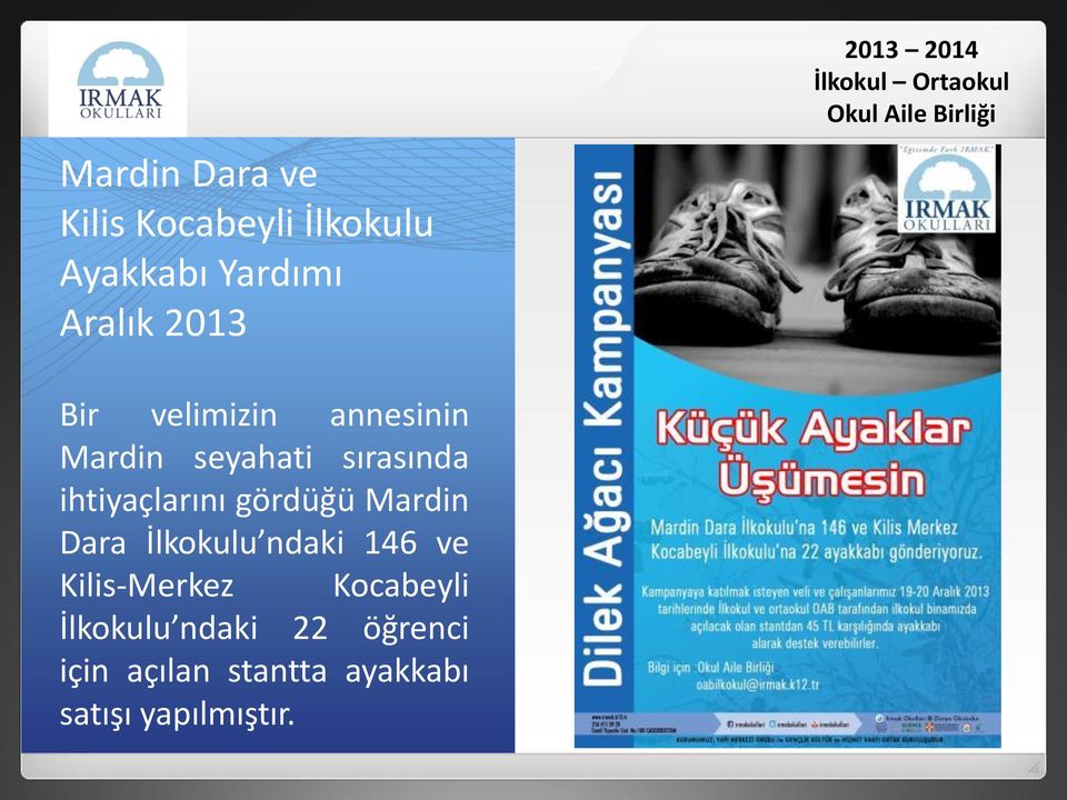 ihtiyaçlarını gördüğü Mardin Dara İlkokulu ndaki 146 ve Kilis-Merkez