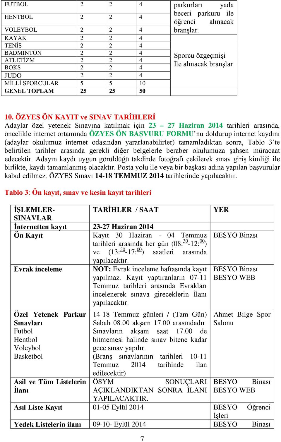 ÖZYES ÖN KAYIT ve SINAV TARİHLERİ Adaylar özel yetenek Sınavına katılmak için 23 27 Haziran 2014 tarihleri arasında, öncelikle internet ortamında ÖZYES ÖN BAŞVURU FORMU nu doldurup internet kaydını