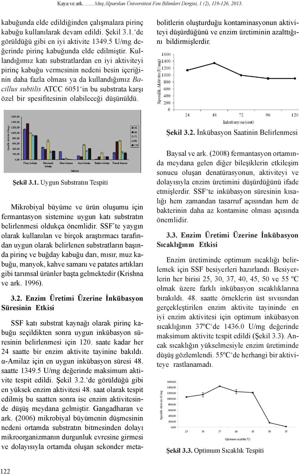 Kullandığımız katı substratlardan en iyi aktiviteyi pirinç kabuğu vermesinin nedeni besin içeriğinin daha fazla olması ya da kullandığımız Bacillus subtilis ATCC 6051 in bu substrata karşı özel bir