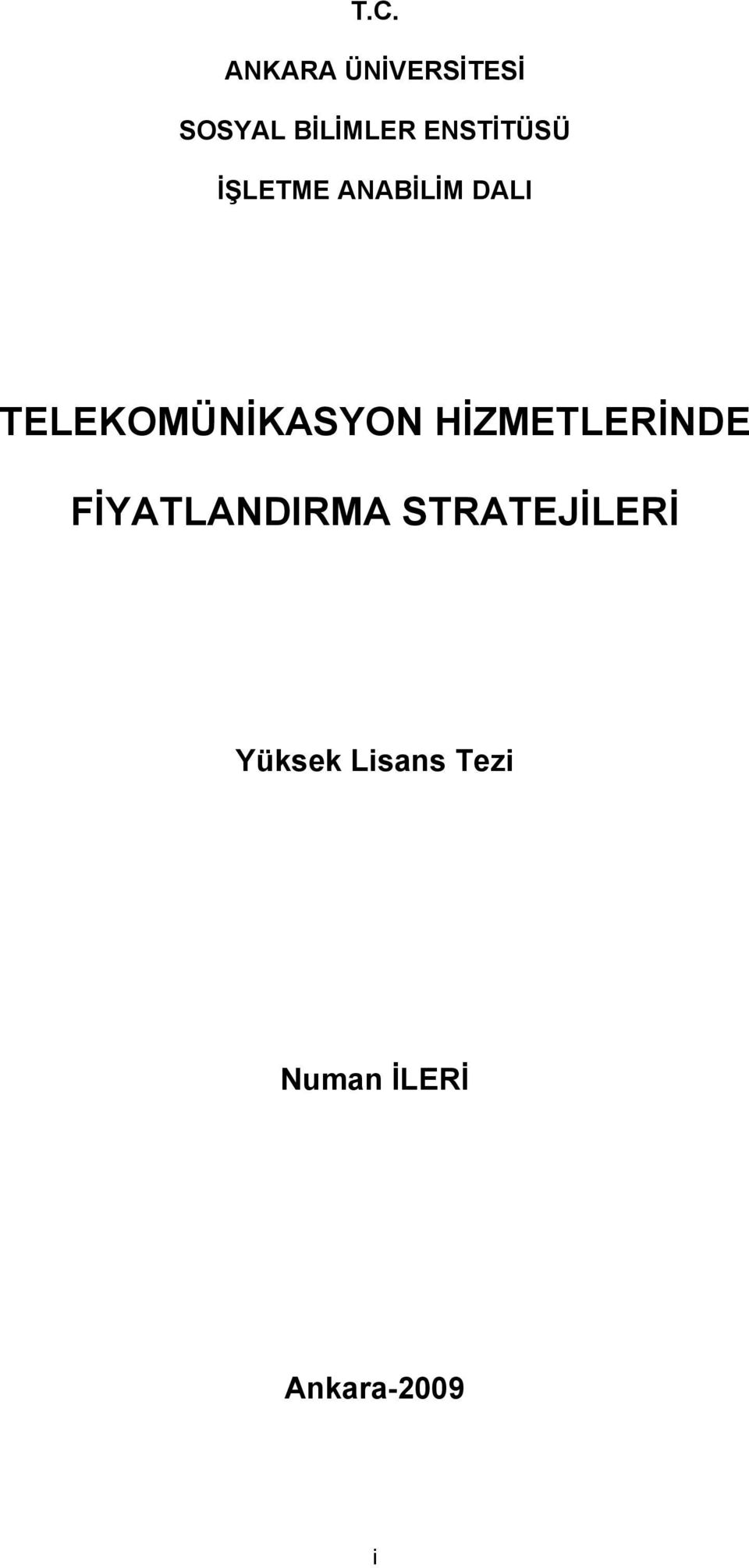 TELEKOMÜNİKASYON HİZMETLERİNDE