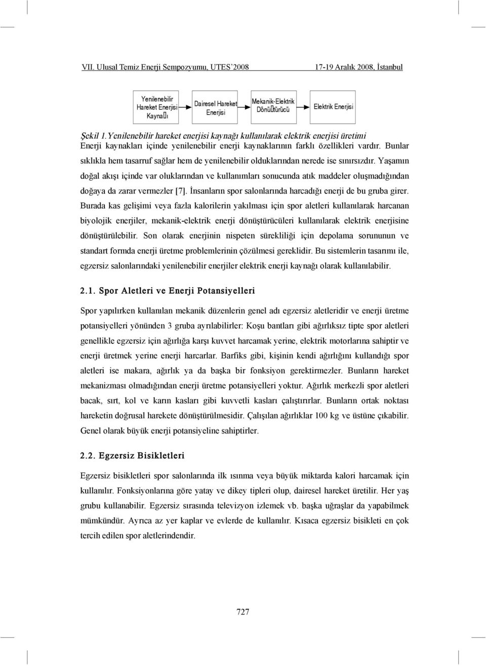 Ya amın do al akı ı içinde var oluklarından ve kullanımları sonucunda atık maddeler olu madı ından do aya da zarar vermezler [7]. nsanların spor salonlarında harcadı ı enerji de bu gruba girer.