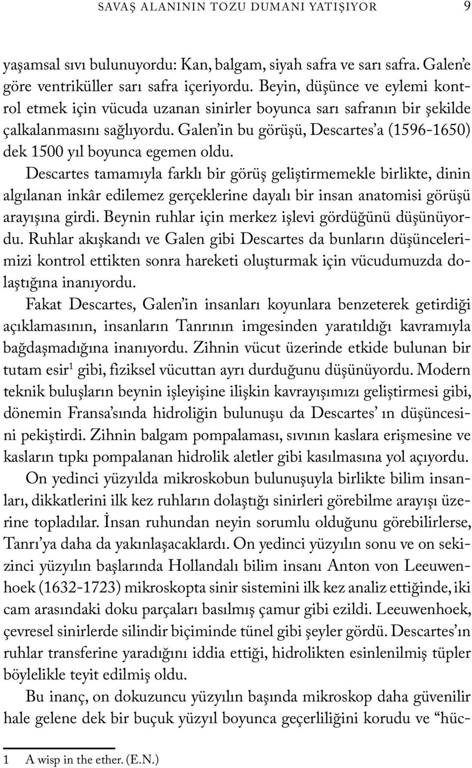 Galen in bu görüşü, Descartes a (1596-1650) dek 1500 yıl boyunca egemen oldu.