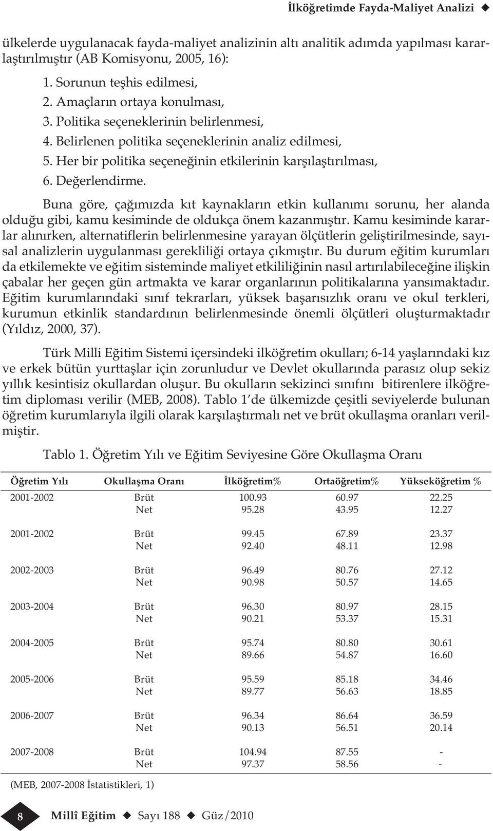 Değerlendirme. Buna göre, çağımızda kıt kaynakların etkin kullanımı sorunu, her alanda olduğu gibi, kamu kesiminde de oldukça önem kazanmıştır.