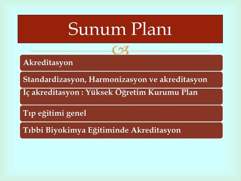 akreditasyon : Yüksek Öğretim Kurumu Plan