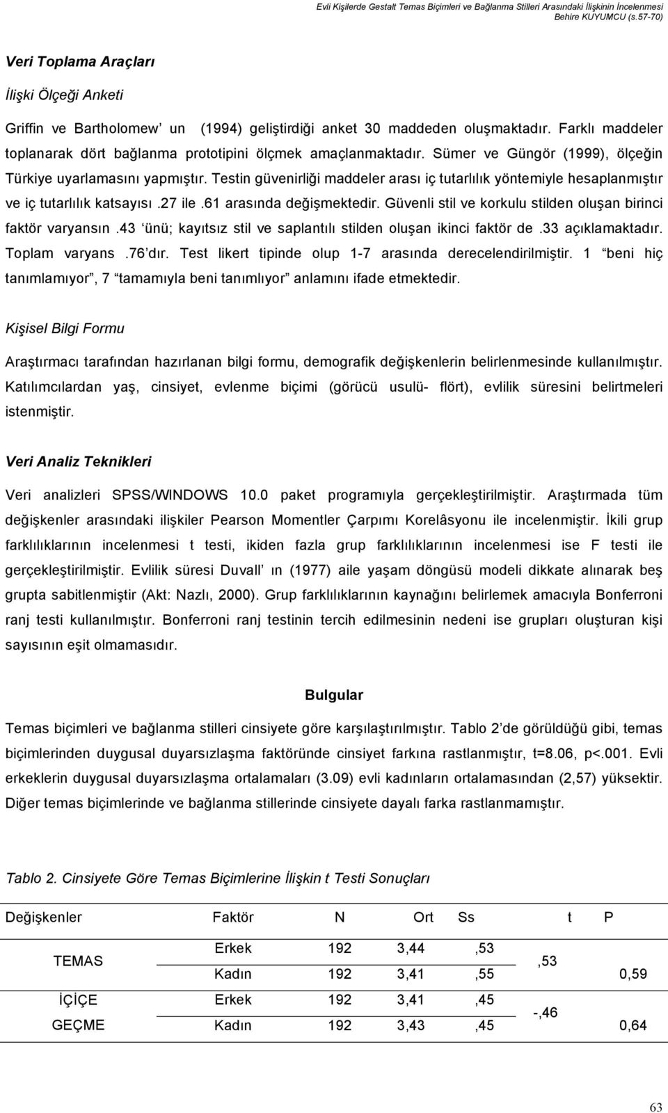 Farklı maddeler toplanarak dört bağlanma prototipini ölçmek amaçlanmaktadır. Sümer ve Güngör (1999), ölçeğin Türkiye uyarlamasını yapmıştır.