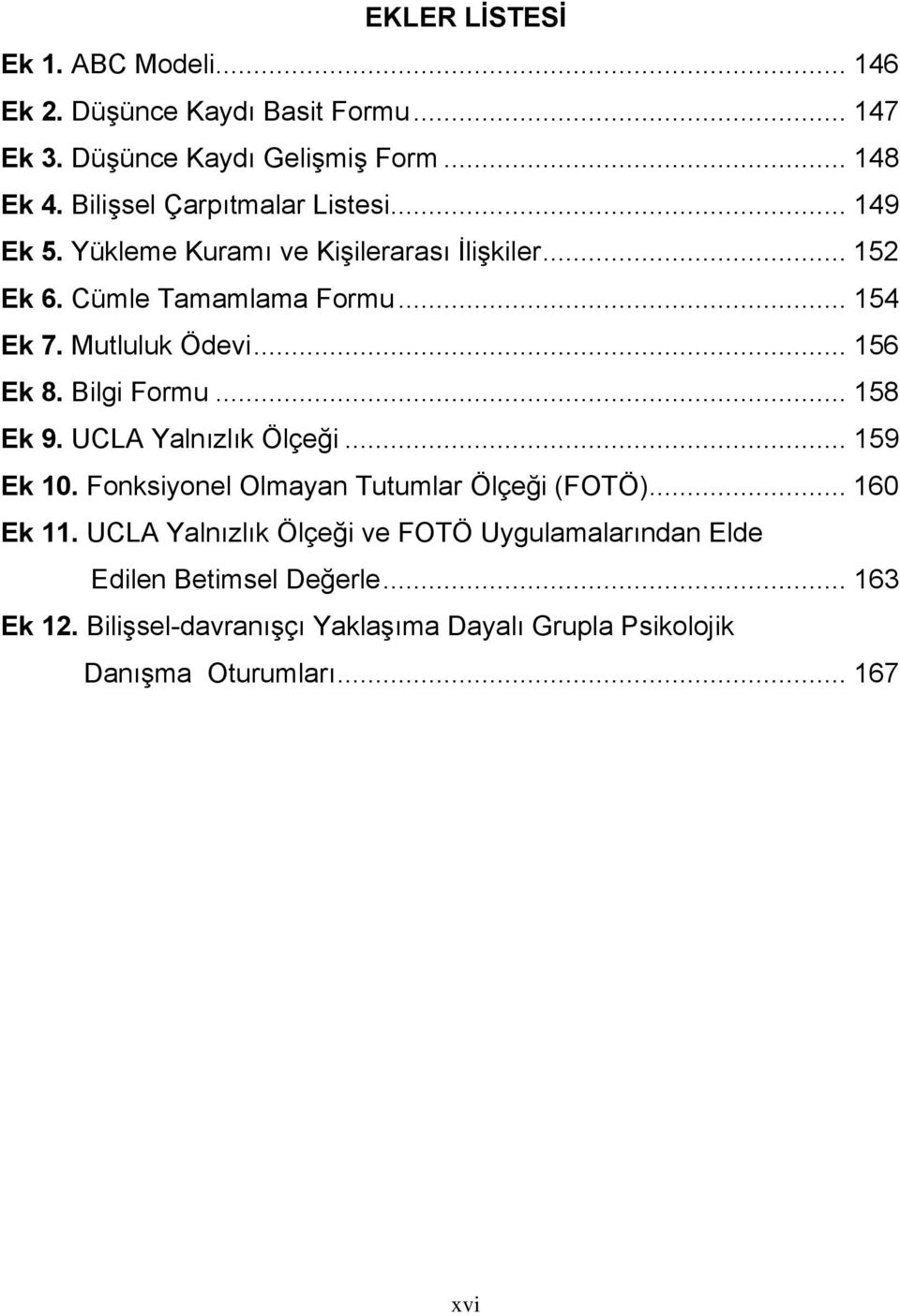 Mutluluk Ödevi... 156 Ek 8. Bilgi Formu... 158 Ek 9. UCLA Yalnızlık Ölçeği... 159 Ek 10. Fonksiyonel Olmayan Tutumlar Ölçeği (FOTÖ)... 160 Ek 11.