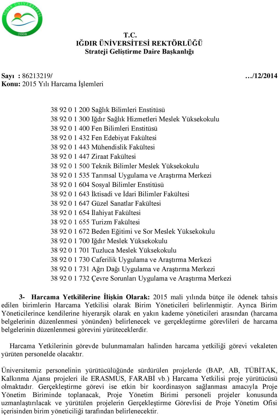 İktisadi ve İdari Bilimler Fakültesi 38 92 0 1 647 Güzel Sanatlar Fakültesi 38 92 0 1 654 İlahiyat Fakültesi 38 92 0 1 655 Turizm Fakültesi 38 92 0 1 672 Beden Eğitimi ve Sor Meslek Yüksekokulu 38 92