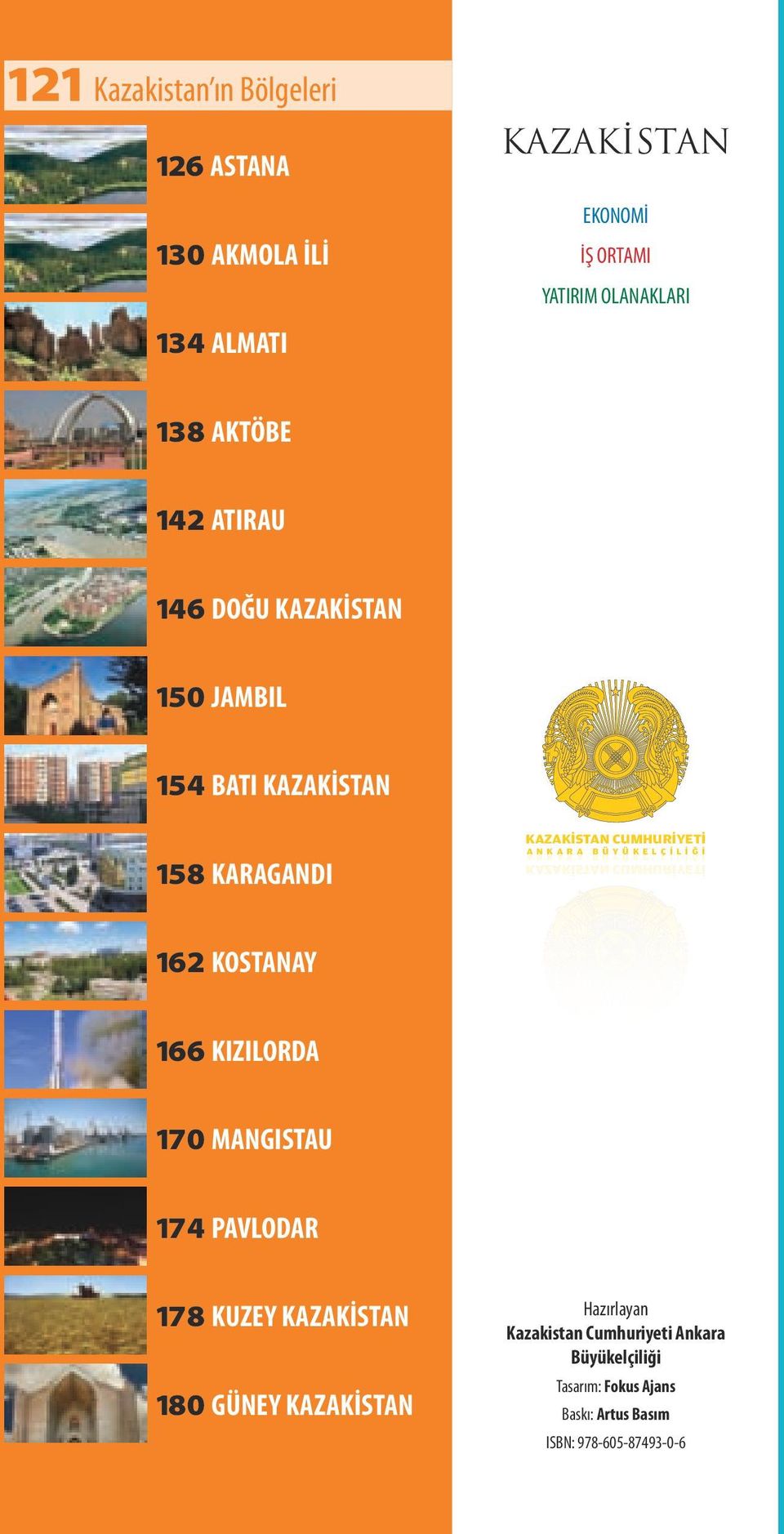 KARAGANDI KAZAKİSTAN CUMHURİYETİ A N K A R A B Ü Y Ü K E L Ç İ L İ Ğ İ 162 KOSTANAY 166 KIZILORDA 170 MANGISTAU 174 PAVLODAR 178