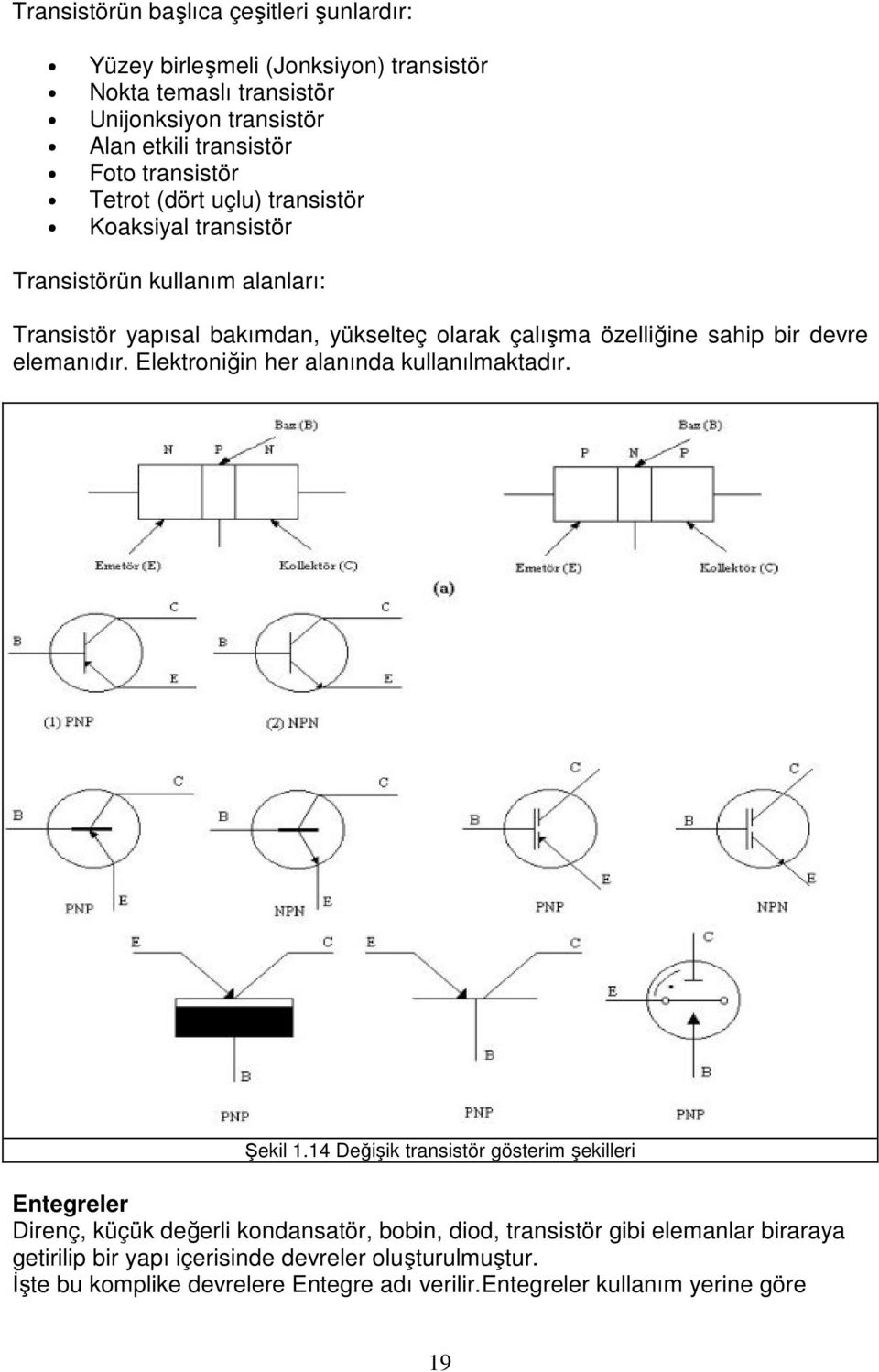 bir devre elemanıdır. Elektroniğin her alanında kullanılmaktadır. Şekil 1.