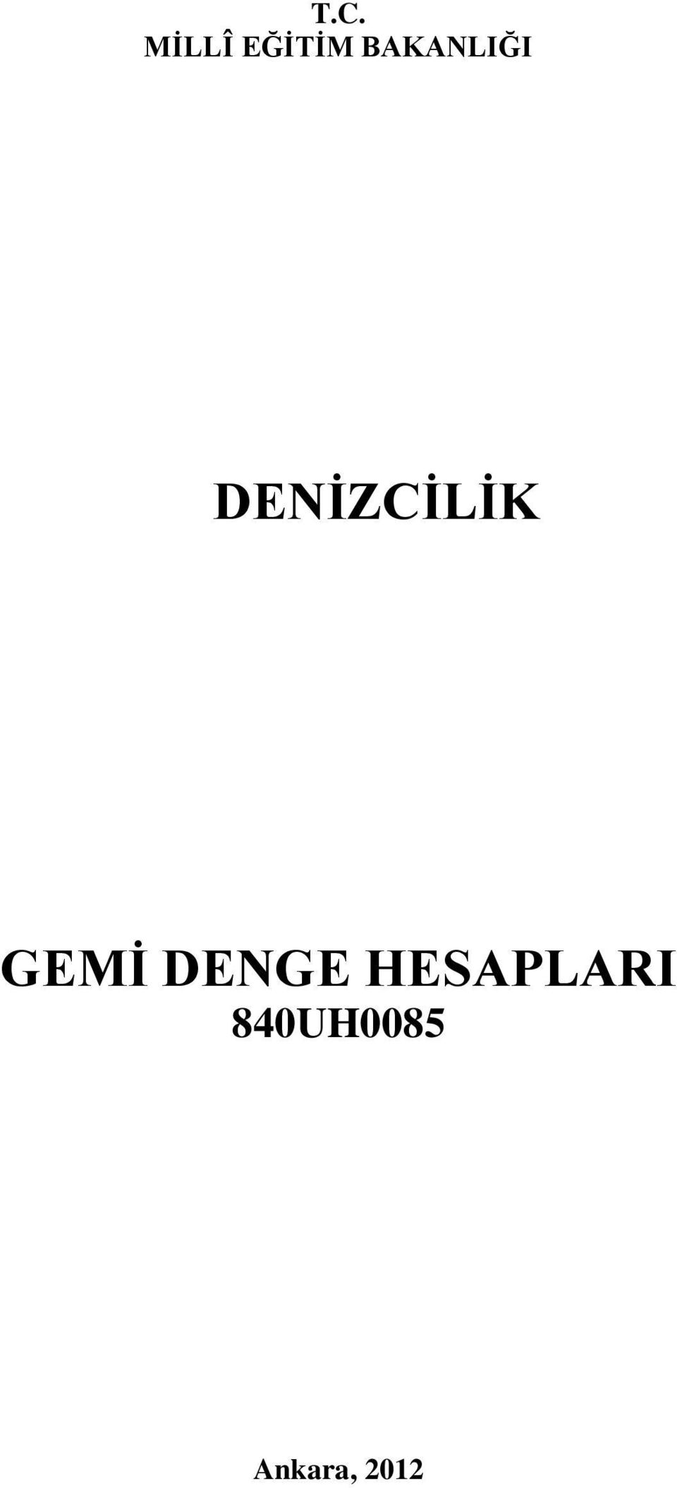 GEMİ DENGE HESAPLARI