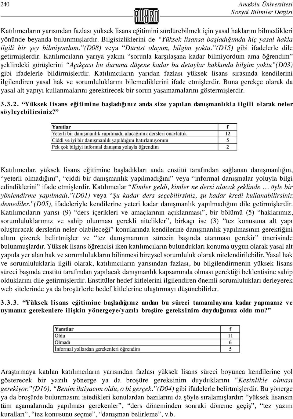 Katılımcıların yarıya yakını sorunla karşılaşana kadar bilmiyordum ama öğrendim şeklindeki görüşlerini Açıkçası bu duruma düşene kadar bu detaylar hakkında bilgim yoktu (D03) gibi ifadelerle