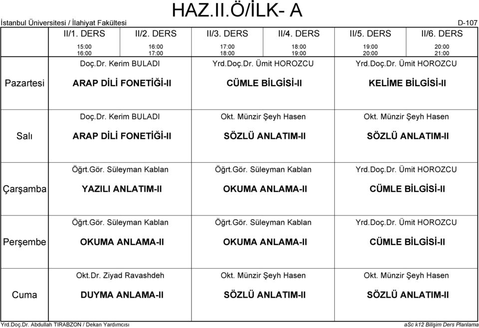 BİLGİSİ-II ARAP DİLİ FONETİĞİ-II YAZILI ANLATIM-II OKUMA