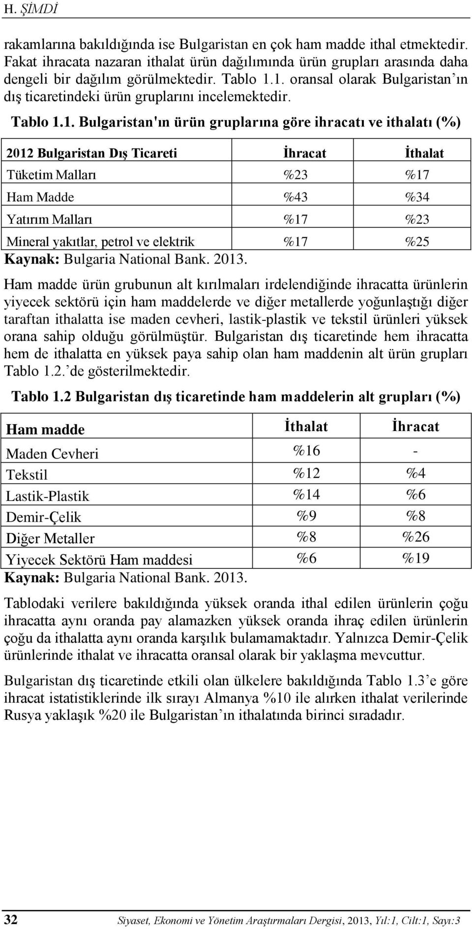 1. oransal olarak Bulgaristan ın dış ticaretindeki ürün gruplarını incelemektedir. 1.