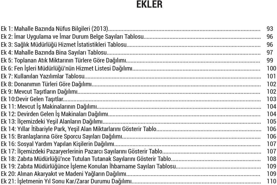 .. 100 Ek 7: Kullanılan Yazılımlar Tablosu... 101 Ek 8: Donanımın Türleri Göre Dağılımı... 102 Ek 9: Mevcut Taşıtların Dağılımı... 102 Ek 10:Devir Gelen Taşıtlar.