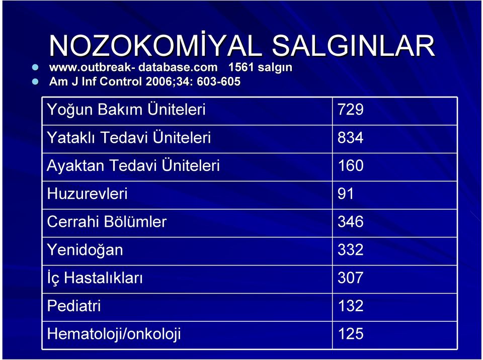 Üniteleri Yataklı Tedavi Üniteleri Ayaktan Tedavi Üniteleri Huzurevleri