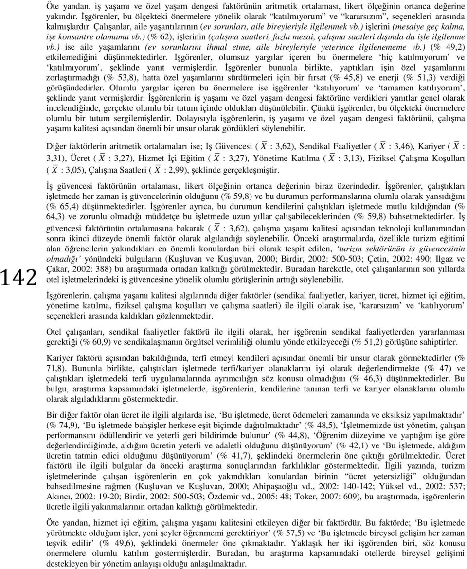 ) işlerini (mesaiye geç kalma, işe konsantre olamama vb.) (% 62); işlerinin (çalışma saatleri, fazla mesai, çalışma saatleri dışında da işle ilgilenme vb.