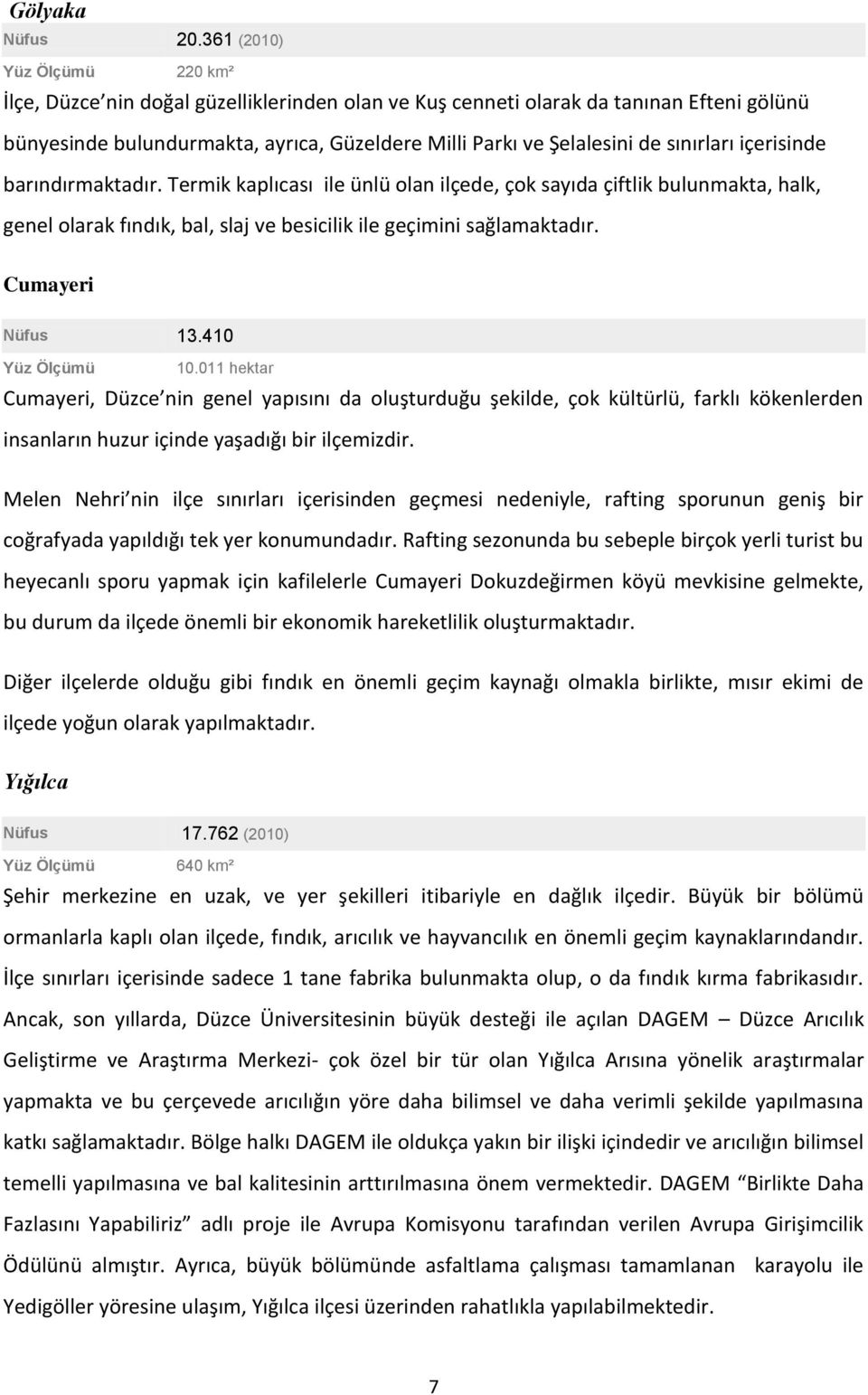 sınırları içerisinde barındırmaktadır. Termik kaplıcası ile ünlü olan ilçede, çok sayıda çiftlik bulunmakta, halk, genel olarak fındık, bal, slaj ve besicilik ile geçimini sağlamaktadır.